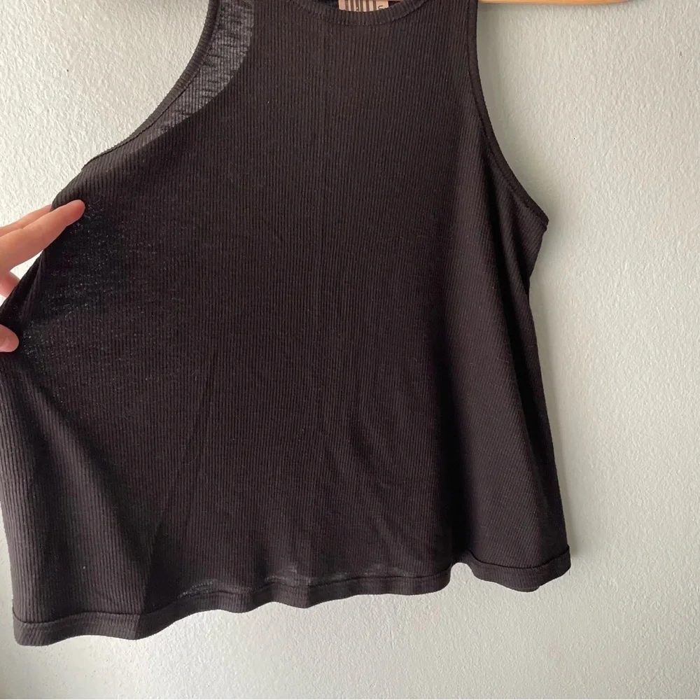 Free People | Black Ribbed Flowy Muscle Tank Top - Picture 3 of 7